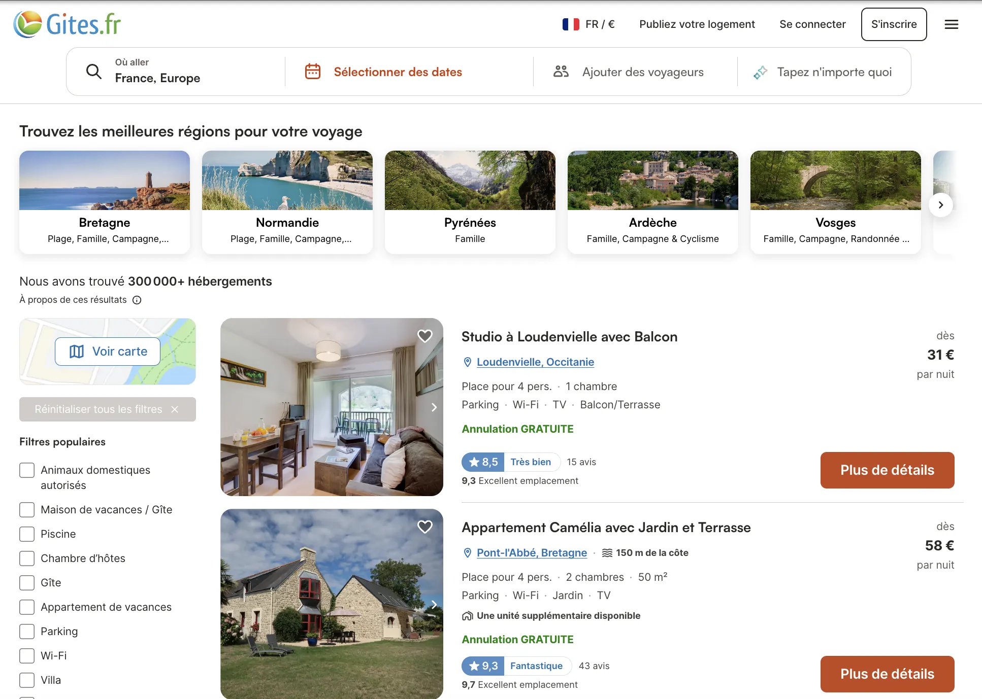 Recherche de gîtes et locations de vacances en France sur Gites.fr