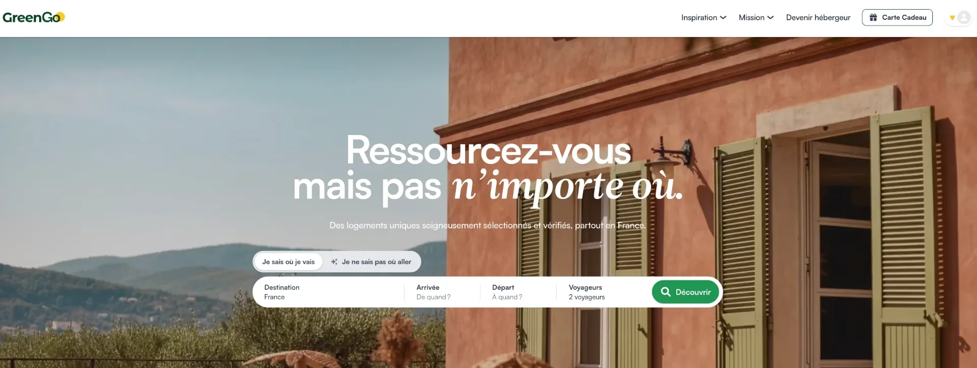 GreenGo, plateforme de réservation de gîtes et hébergements en France