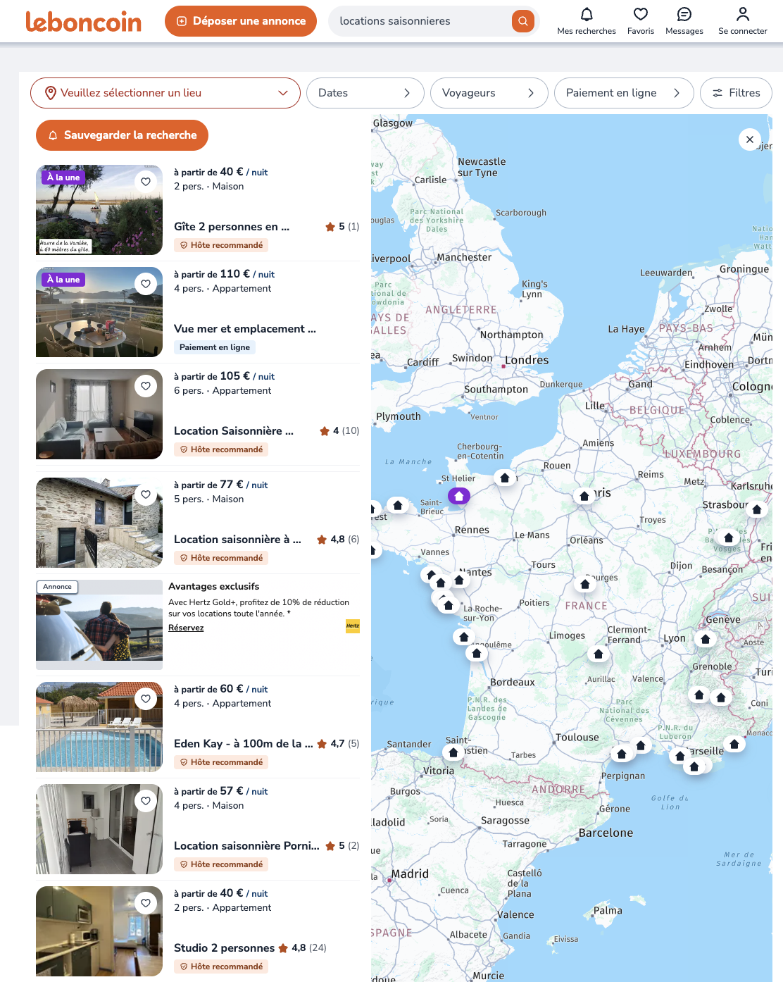 Locations saisonnières et gîtes sur Leboncoin en France