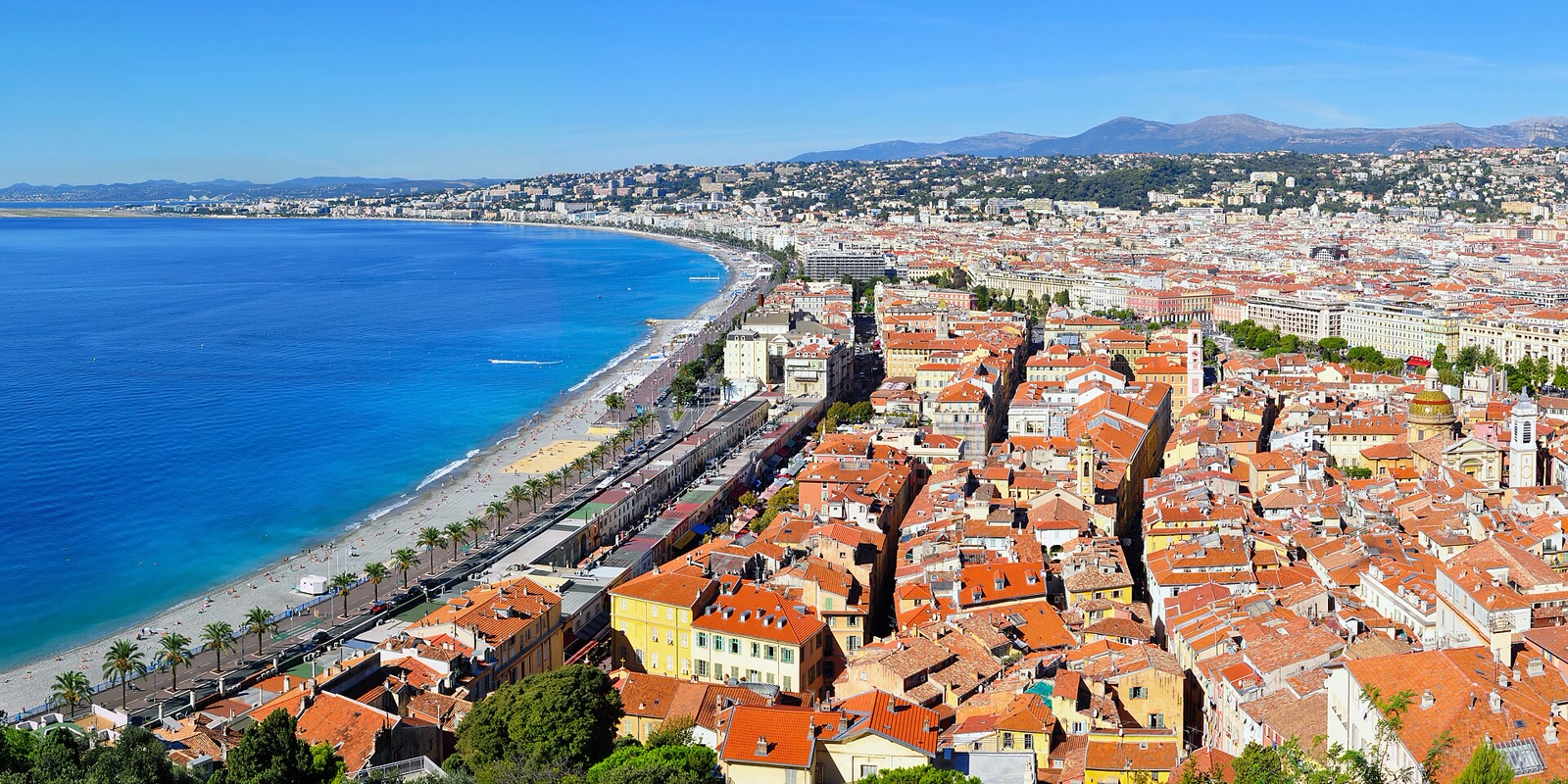 Vue réelle de Nice, du Vieux-Nice et de la Promenade des Anglais