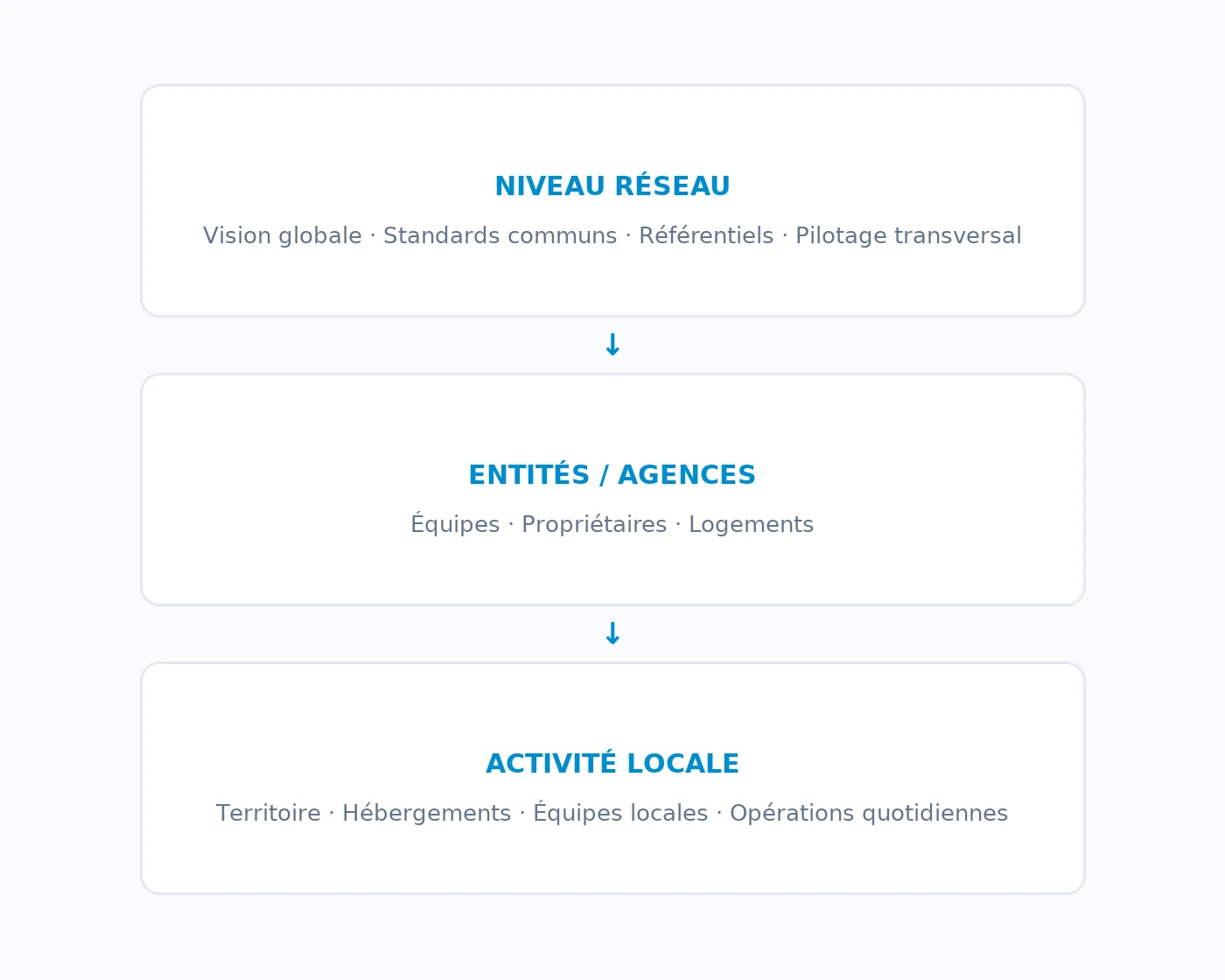 Organisation entre tête de réseau et agences locales en location courte durée