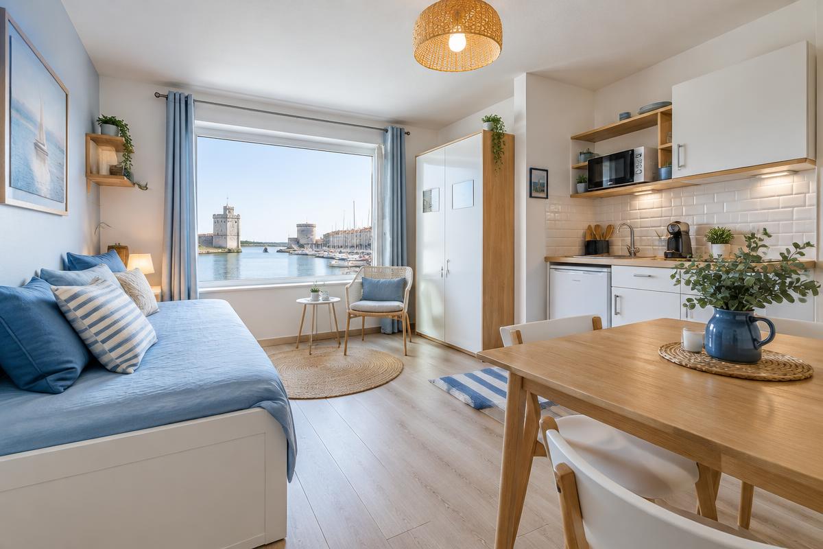 Studio des Embruns, studio vue port